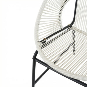 English Elm Nusa Outdoor Pe Rattan Patio Chairs with Iron Frame Airy Oval Weave Set of 2 White N775P422987W