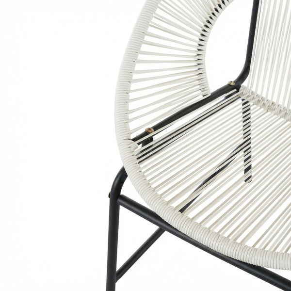 English Elm Nusa Outdoor Pe Rattan Patio Chairs with Iron Frame Airy Oval Weave Set of 2 White N775P422987W