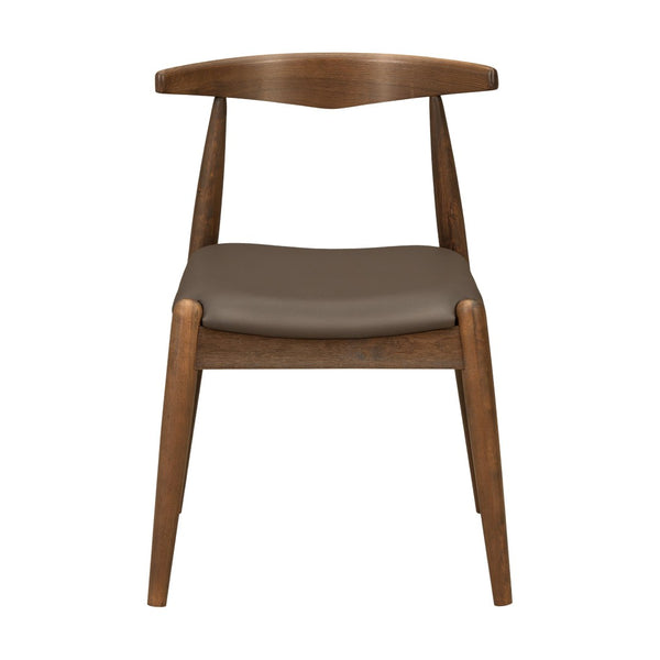 English Elm [video] 5-piece Mid-century Dining Set Rubberwood Frame Faux Leather Ergonomic Chairs Brown,Walnut N759S006011D