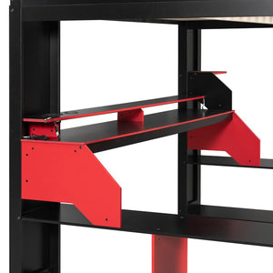 English Elm Full Size Gaming Loft Bed with Rgb Lighting Built-in Desk and Usb Charging Ports LT000275AAJ