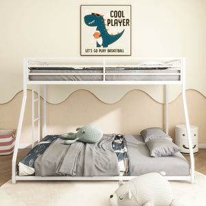 English Elm Same Adam Sturdy Twin over Full Bunk Bed Metal White for Kids & Adults — Sturdy, Squeak-Free, Safe Guardrail, Floor-Protecting Caps B083P170884