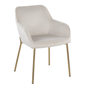 English Elm Daniella Contemporary Dining Chair Set Of 2 In Cream Velvet & Gold Metal - Chic Comfort & Style! B202S01328