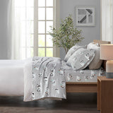 True North by Sleep Philosophy Cozy Flannel Casual Printed Sheet Set TN20-0369 Grey Penguins