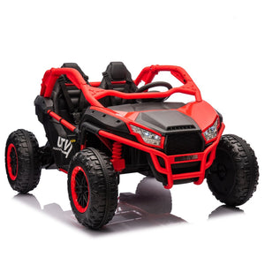 English Elm 24v Two Seater Kids Utv with Parental Remote Dual Motors Four Wheel Suspension Led Red W1578P198433