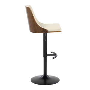 English Elm Gianna Adjustable Barstool Set Of 2 - Mid-Century Modern Style With Swivel, Walnut & Cream Upholstery B202S00885