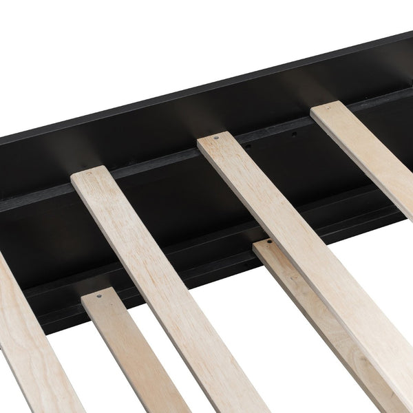 English Elm Twin Wood Gaming Daybed with Trundle Built-in Desk Rgb Lighting and Usb Port Black+Red LT000283AAR