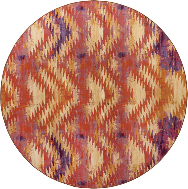 Unique Loom Outdoor Modern Aztec Machine Made Geometric Rug Red, Cream/Beige/Violet 8' 0" x 8' 0"