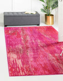 Unique Loom Jardin Lilly Machine Made Abstract Rug Pink, Brown/Burgundy/Ivory/Puce/Purple/Red/Pink/Salmon 10' 0" x 13' 1"