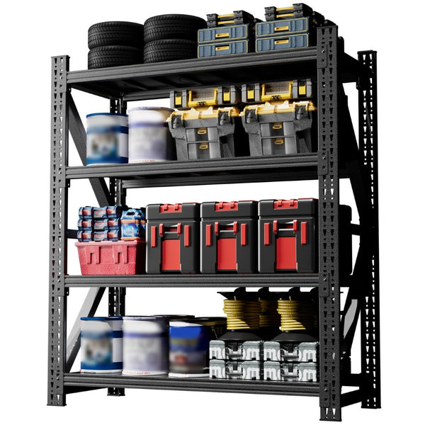 English Elm Heavy Gauge Steel Garage Shelving Unit 4000lb Industrial Storage Rack Four Shelves W2735P457278