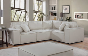 English Elm Milano Modular Sectional Sofa with Ottoman Linen Upholstery European Low Profile B2749S00077