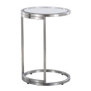 English Elm Round Zenn End Table – Stylish Stainless Steel Frame With Clear Glass Top For Modern Living Spaces B202P223396-GIGA