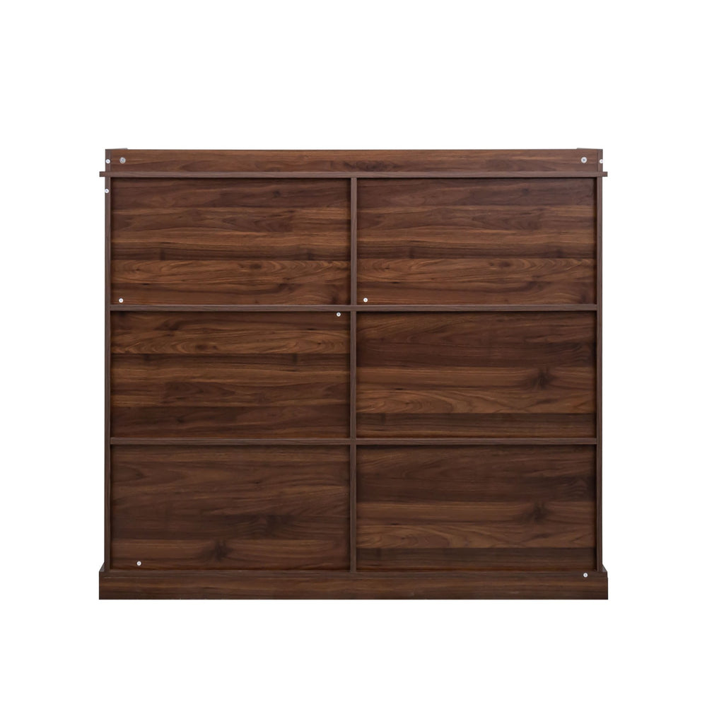 English Elm 10-shelf Walnut Bookcase with 10 Cubby Storage, Label Slots, Top Display Shelf, Durable Melamine Finish W331P236404