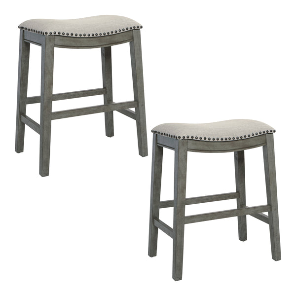 OSP Home Furnishings 24" Saddle Stool - Set of 2 Grey / Antique Grey