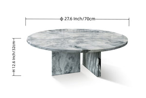 English Elm Blue Gray Marble Coffee Table Set - Elegant Natural Stone Design For Living Room, 27.6 & 17.7 Inch W1696P262766