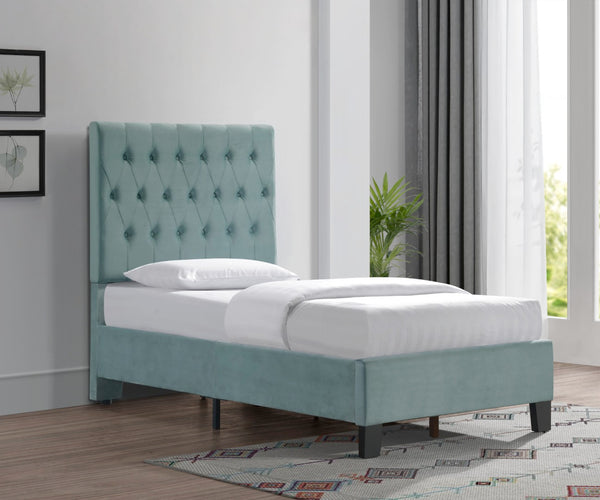 English Elm Wallace & Bay - Blue Twin Upholstered Bed - Stylish Light Blue Design With Solid Wood Frame For Kids' Room Comfort B2709P212279-GIGA