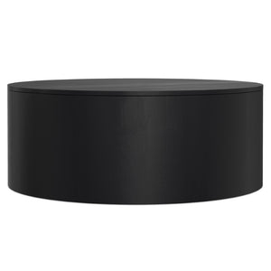 English Elm Millbury Solid Mango Wood Round Coffee Table Rustic Drum Design for Living Room Black B136P429088