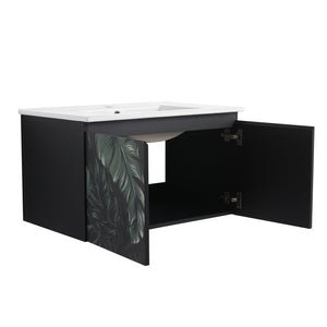 English Elm 30'' Floating Wall-Mounted Bathroom Vanity With Ceramic Sink & Soft-Close Doors For Modern Spaces P1 W999S00215-GIGA