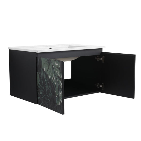 English Elm 30'' Floating Wall-Mounted Bathroom Vanity With Ceramic Sink & Soft-Close Doors For Modern Spaces P1 W999S00215-GIGA