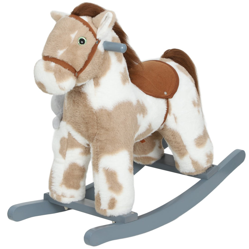 English Elm Kids Plush Rocking Horse with Sound Effects Soft Pp Cotton Toddler Ride on Toy T3971P442052