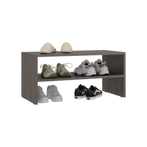 English Elm Silpa Compact Shoe Rack 3-Tier Open Shelves, 23.6" Grey Modern Organizer with Bench Top Utility B200P374504