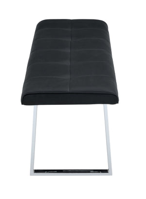 English Elm Dining Bench Faux Leather Upholstered Seat with Arched Metal Legs for Modern Interiors W3493P449289