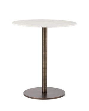 Sunpan Enco Bar Table - Stunning Art Deco Design with Solid Carrara Marble Top and Antique Gold Base Elegance Round - 350W x 35D x 41H