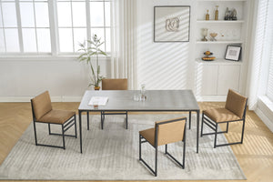 English Elm Modern Upholstered Dining Chairs Set of 2 with Linen-Like Fabric, High-Resilience Foam and Metal Frame Elegant Comfort Coffee W1249P257009