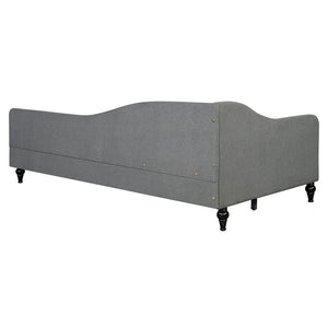 English Elm Twin L-shaped Linen Daybed with Solid Wood Legs for Bedroom or Studio Lounging SF100145AAE-1