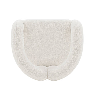 English Elm Darian Boucle Lounge Chair with Pine Frame, Plush High-Density Foam, Modern Open T-Back Design White B365P398026