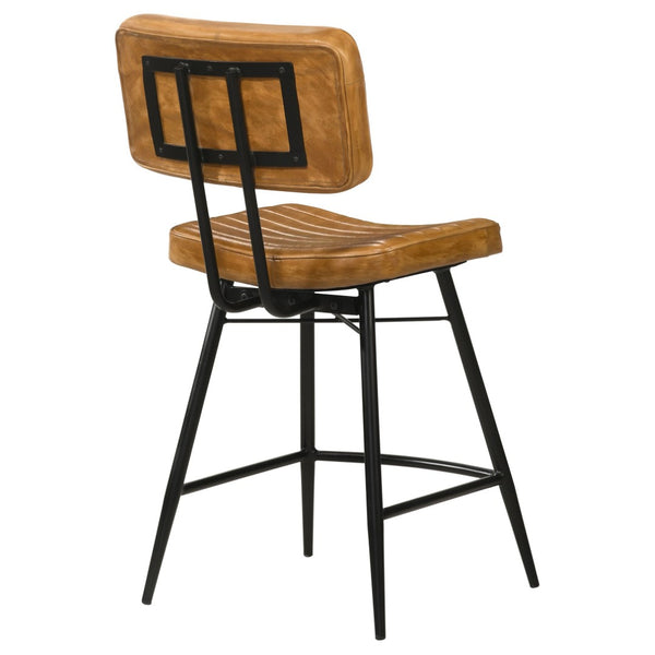 English Elm Senko Leather Channel Tufted Counter Stools with Iron Frame for Bar or Kitchen Set of 2 Brown B062P447996