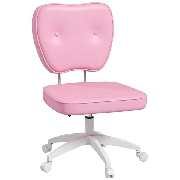 English Elm Vinsetto Pink Armless Office Chair - Compact Pu Leather Task Chair With Adjustable Height & Swivel Wheels W2225P217496-GIGA