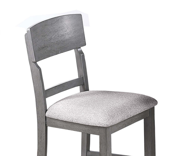 English Elm Gray Ladder-Back High Chairs Set of 2 – Padded Fabric Seats, Rustic Counter Dining Stools, Stable Wood B011P367989