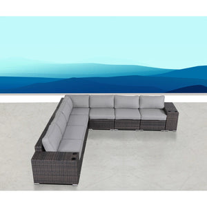 English Elm Complete Outdoor Lounge Set with Cushions, Fully Assembled Patio Sectional, Weather-Resistant, 15 Cushions, Heavy-Duty Aluminum Frame B120S00101