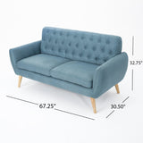 Christopher Knight Home® - Noble House - Bernice Petite Mid Century Modern Tufted Blue Fabric Sofa