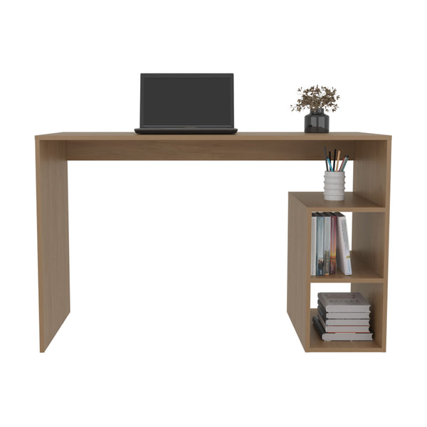 English Elm Computer desk with 3 shelves for home office organization, durable engineered wood, eco-friendly finish Beige 53.15 L x 47.2 W x 3.15 H B097P262378