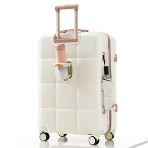 English Elm Luggage 3 Piece Abs Hard Shell Set with Usb Port Cup Holder and Spinner Wheels Beige+Gold N726P170956R