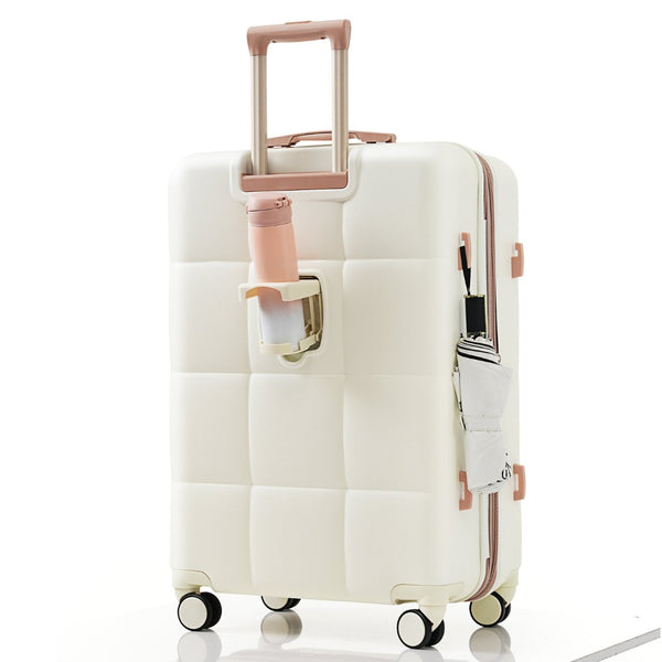 English Elm Luggage 3 Piece Abs Hard Shell Set with Usb Port Cup Holder and Spinner Wheels Beige+Gold N726P170956R