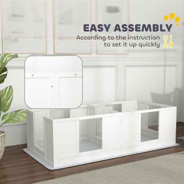 English Elm Pawhut Whelping Box For Dogs - Durable Two-Room Design, Clear Panels, Waterproof Pad, Easy Access W2225P249980-GIGA