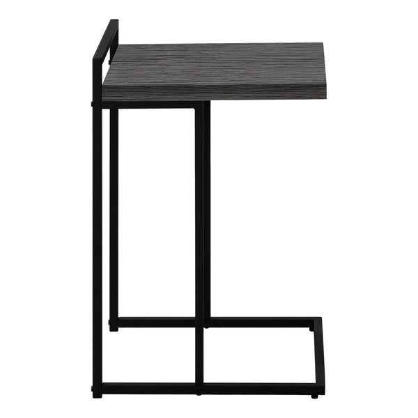 English Elm Accent Table - Sleek C-Shaped Design, Portable Grey Laminate Top With Black Metal Base For Modern Living B2710P219373