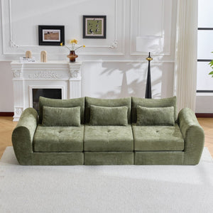 English Elm Modular Cloud Sectional Sofa Bed with Flannelette Upholstery for Flexible Living Green W1829S00075