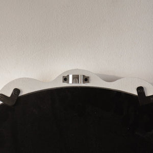English Elm White Matte Scalloped Round Mirror Petal Wavy Frame for Bedroom or Bathroom W3081P391521