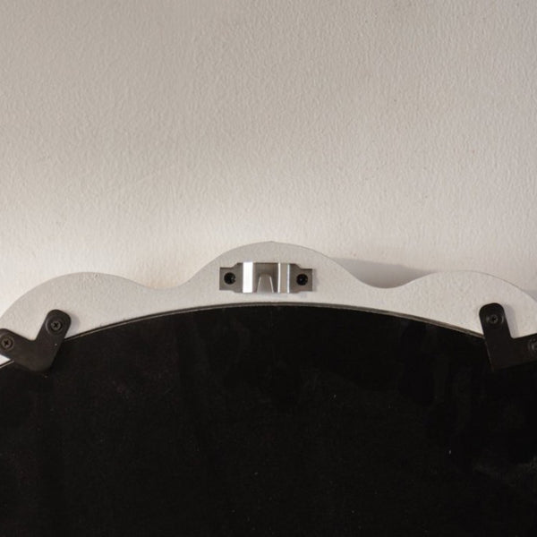 English Elm White Matte Scalloped Round Mirror Petal Wavy Frame for Bedroom or Bathroom W3081P391521