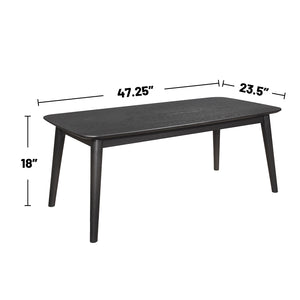 English Elm 3 Mid-Century Black 3-Piece Rectangular Coffee & End Table Set with Chamfered Edges, Ash Veneer Finish B016P373116