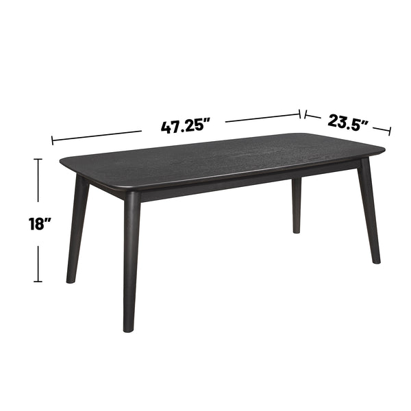 English Elm 3 Mid-Century Black 3-Piece Rectangular Coffee & End Table Set with Chamfered Edges, Ash Veneer Finish B016P373116