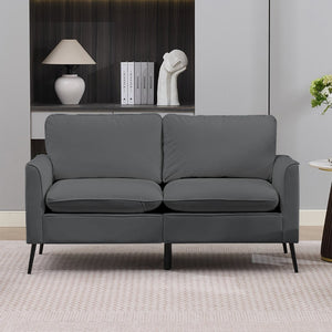 English Elm Ts Cat Paw Faux Leather Accent Chair Nordic Retro Loveseat with Lumbar Support Light Gray W2311S00009
