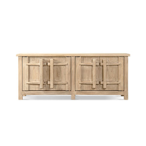English Elm Rowan Solid Reclaimed Pine Four Door Sideboard Wide Storage Cabinet for Dining Rooms B2719P474456