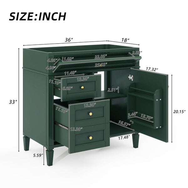 English Elm 36'' Bathroom Vanity – Modern Solid Wood Storage Cabinet With 2 Drawers, Tip-Out Drawer & Customizable Design N710P256582F