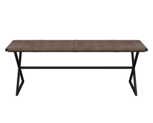 Sunpan Elon Bench - Minimalist Leather Design with Matte Black Base, Handcrafted Elegance for Any Space Vintage Cognac Leather