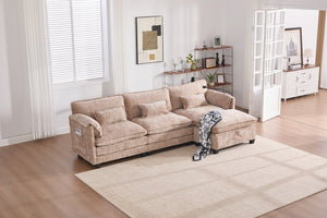 English Elm United We Win 112" Oversized Modular Chenille Sectional Sofa With Storage Ottoman & Usb Charging Ports W1568S00183-GIGA