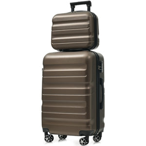 English Elm 6-piece Abs Hardshell Suitcase Set with Spinner Wheels Nested Storage Travel Ready Brown N730P262652G